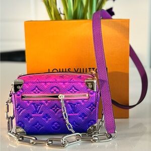 Louis Vuitton Soft Mini Trunk Bag Fuchsia Pink/Purple Ombré Silver Chain NIB